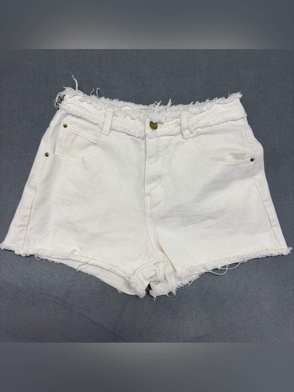 Petal + Pup White Frayed Denim Shorts Size 4 High Rise Raw Hem
